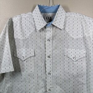 Ely Cattleman Shirt Mens XL White Striped Western Pearl Snap Short Sleeve Cowboy